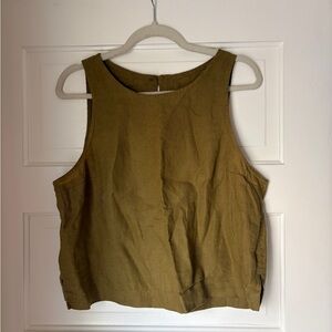 Olive Not Perfect Linen Bay Top